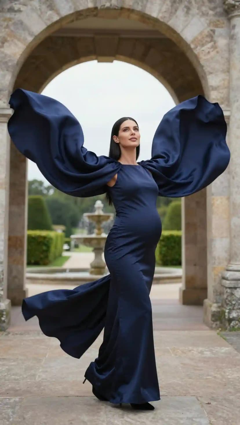 Navy Satin Gown