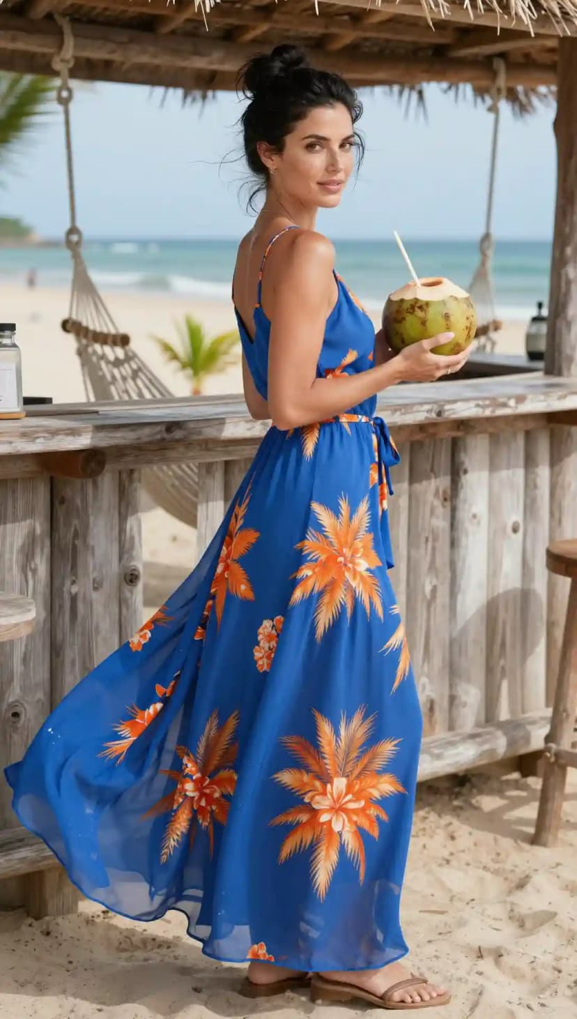 Blue Chiffon Maxi Dress