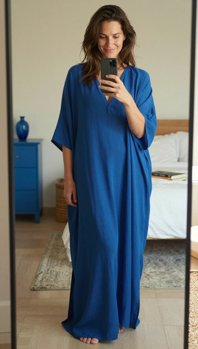 Royal Blue Linen Kaftan