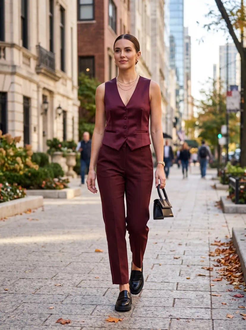 Maroon Tailored Vest + Maroon Trousers