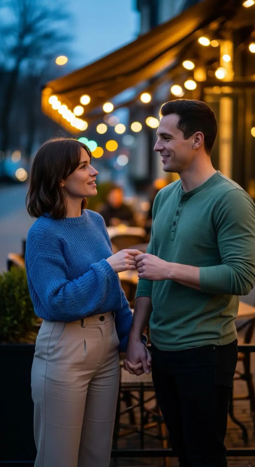 Blue Knit Sweater + Beige Trousers | Neutral Knit + Tailored Pants