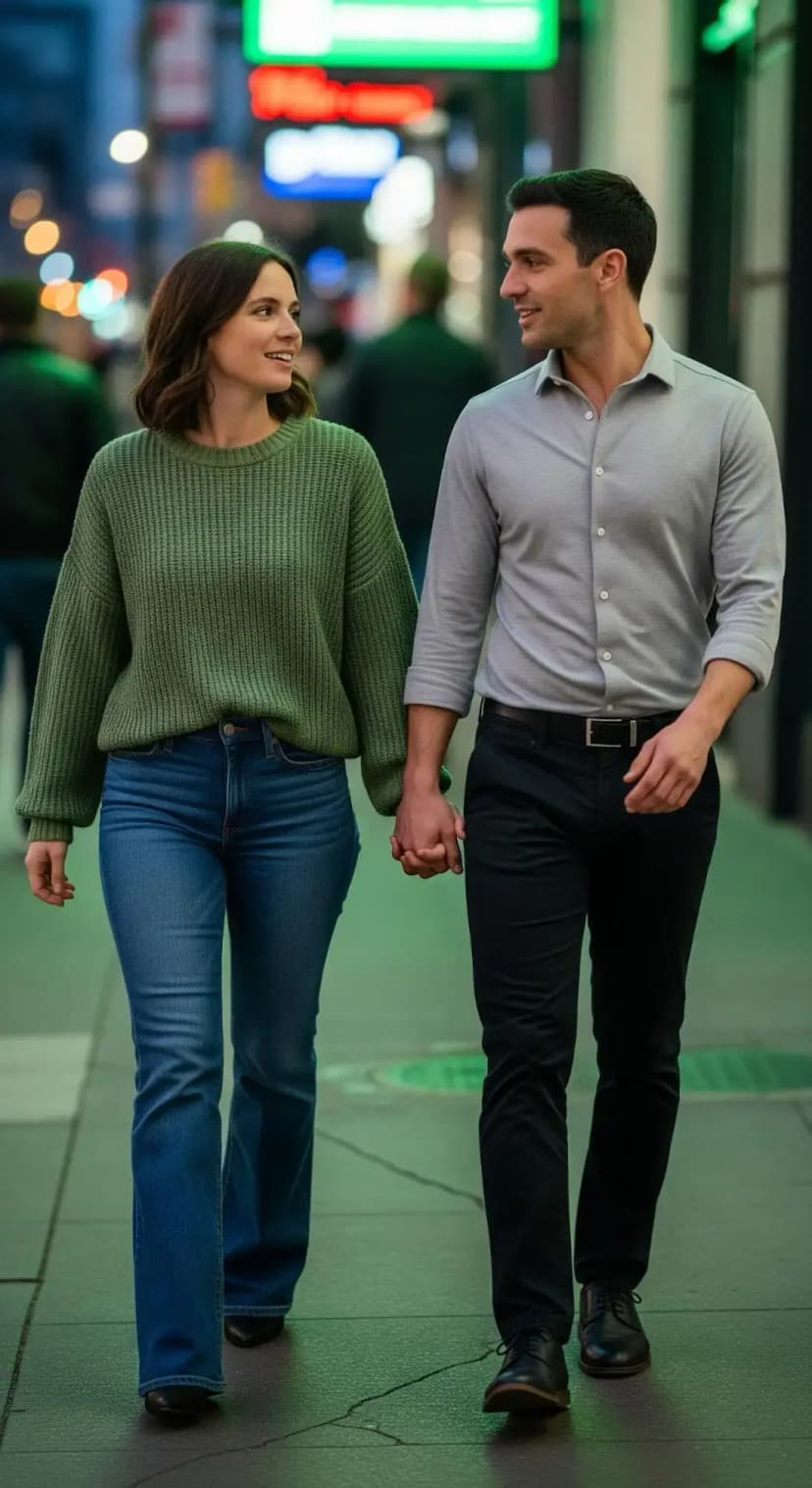 Olive Knit Sweater + Blue Wash Denim Jeans | Classic Casual Layers