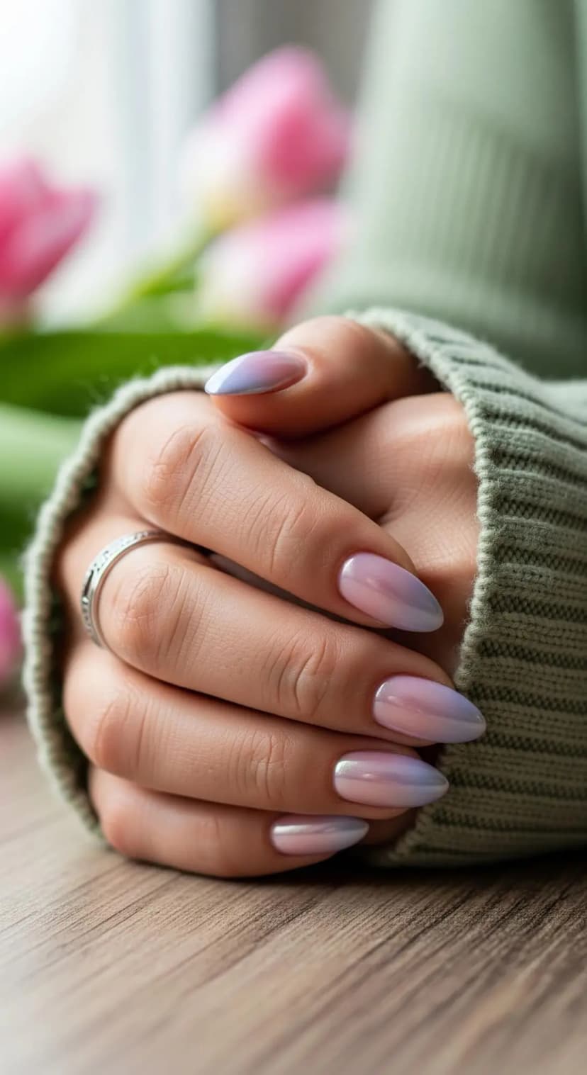 Pale Pink and Periwinkle Ombre Chrome