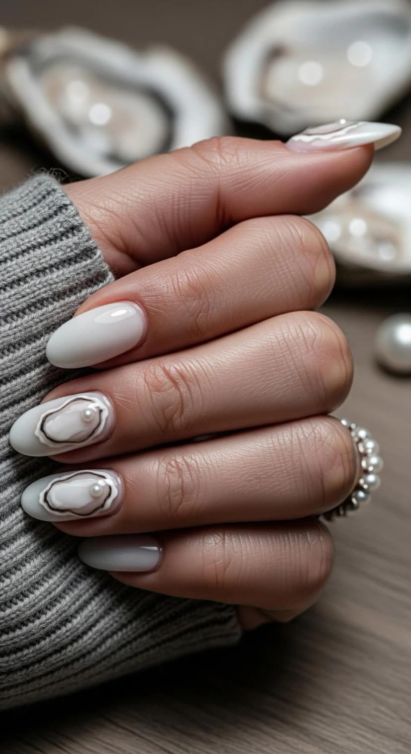 Oyster Pearl Swirl French Tip
