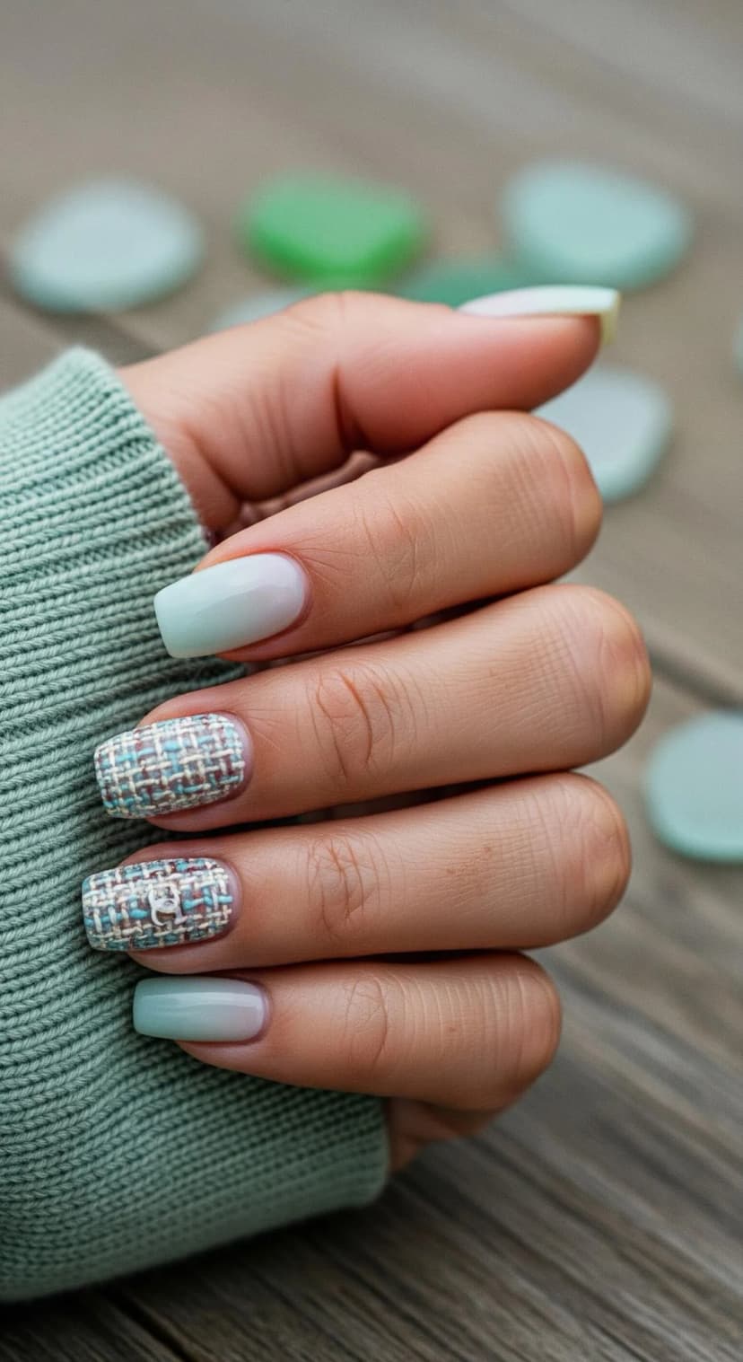 Light Blue Ombre + Tweed Accent