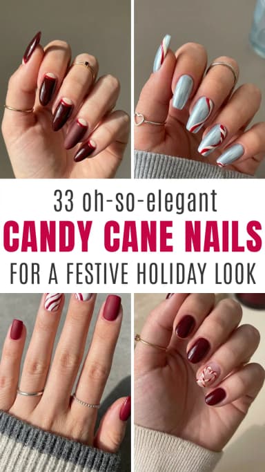 33 Candy Cane Nails That Are Anything But Basic 🍬💅✨