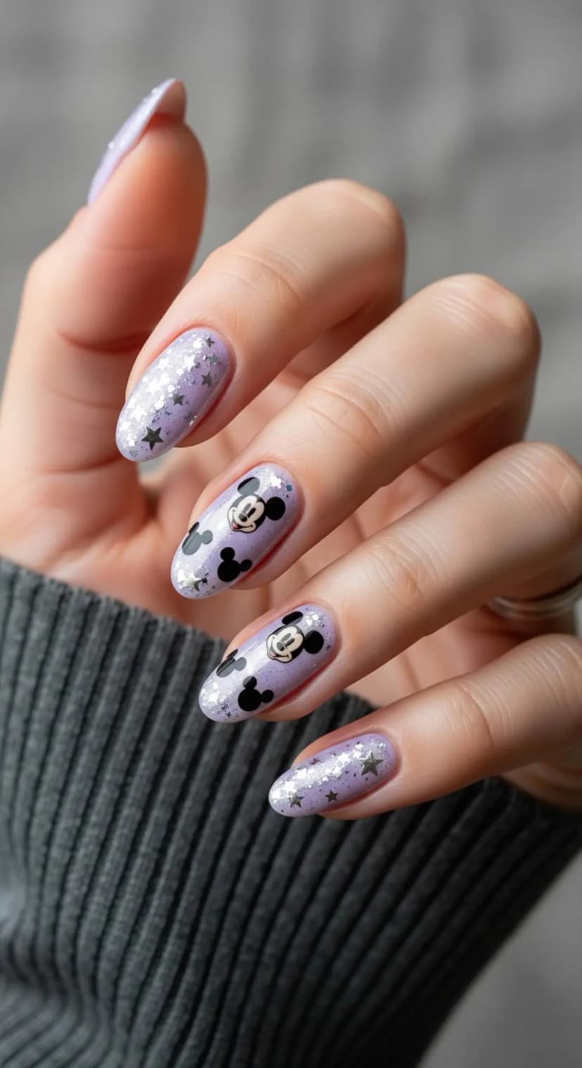 Lavender Glitter Mickey Mouse + Star Accents