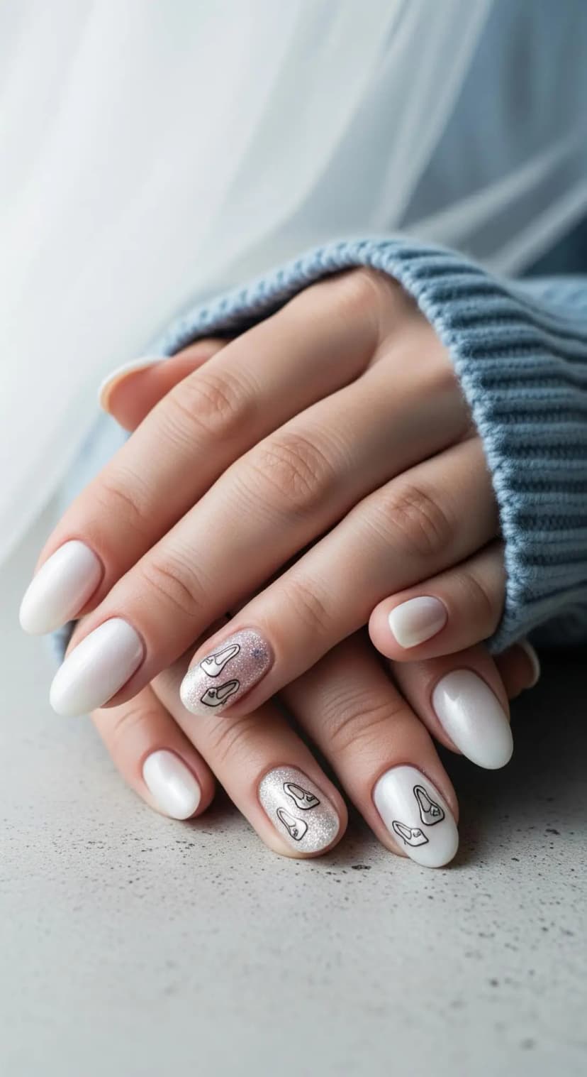 Pearl White Ombre + Ballet Slipper Art