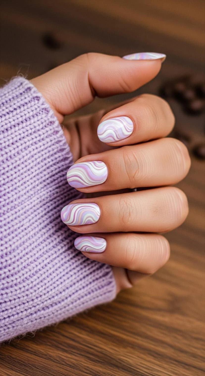 Lilac Swirl Nails – Soft, Dreamy & Feel-Good