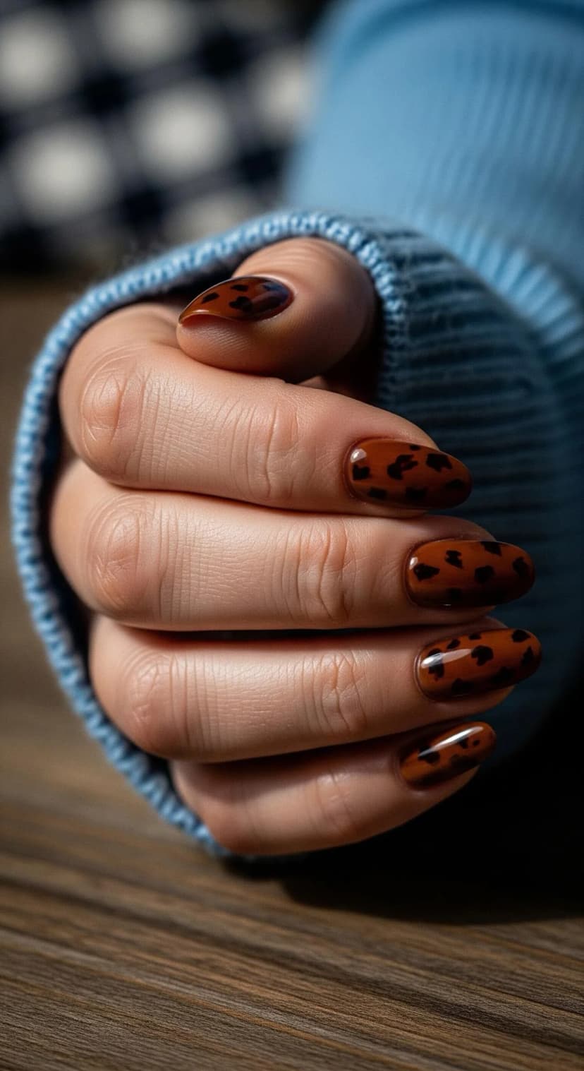 Brown Tortoiseshell Nails – Timeless & Chic