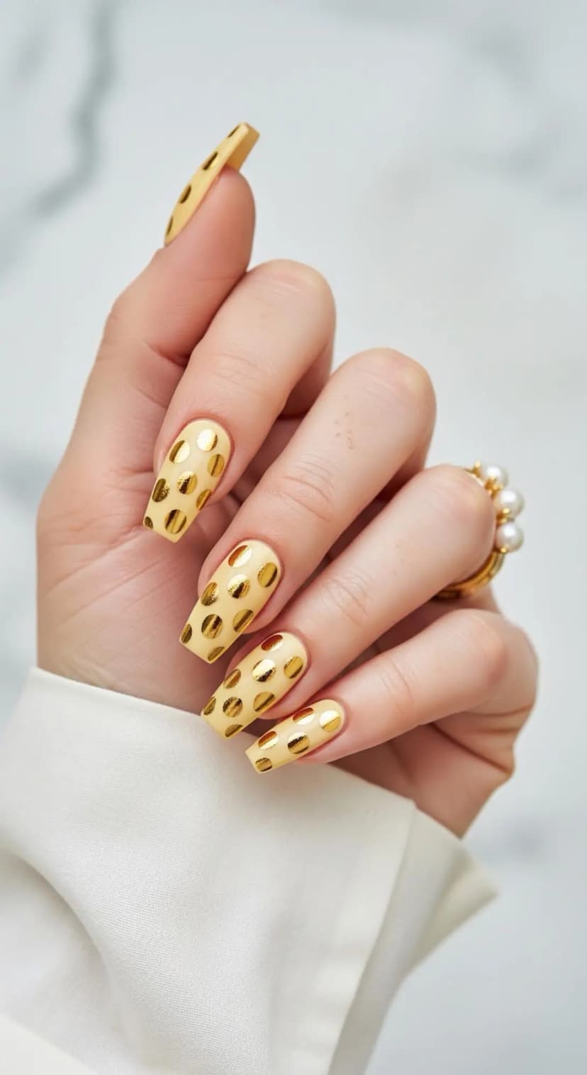 Pale Yellow Polka Dot + Gold Foil Accents