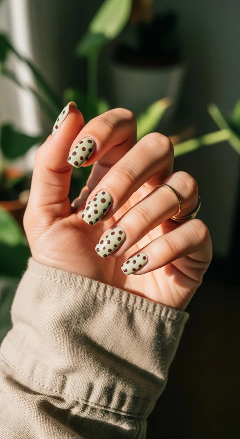 Mint Green Polka Dot + Chocolate Brown