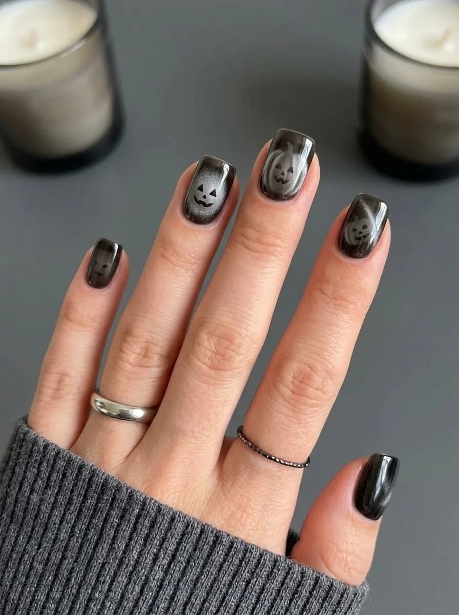 Smoky Jack-O’-Lantern Nails