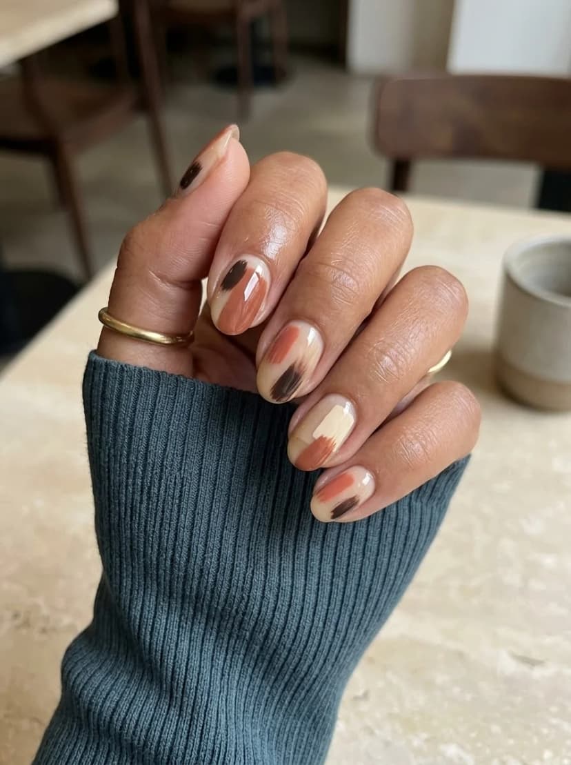 Abstract Brush Stroke Nails