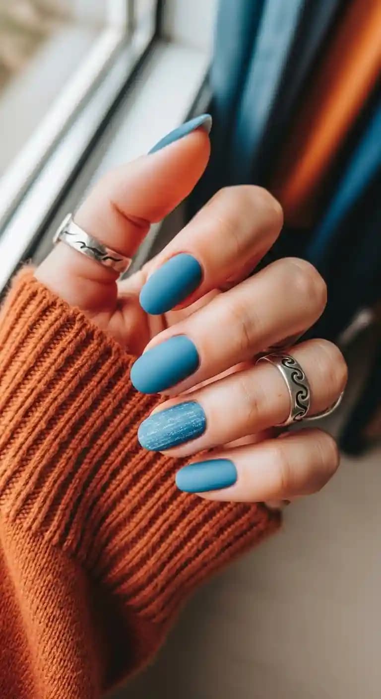 Matte Teal Swirl + Blue Stone