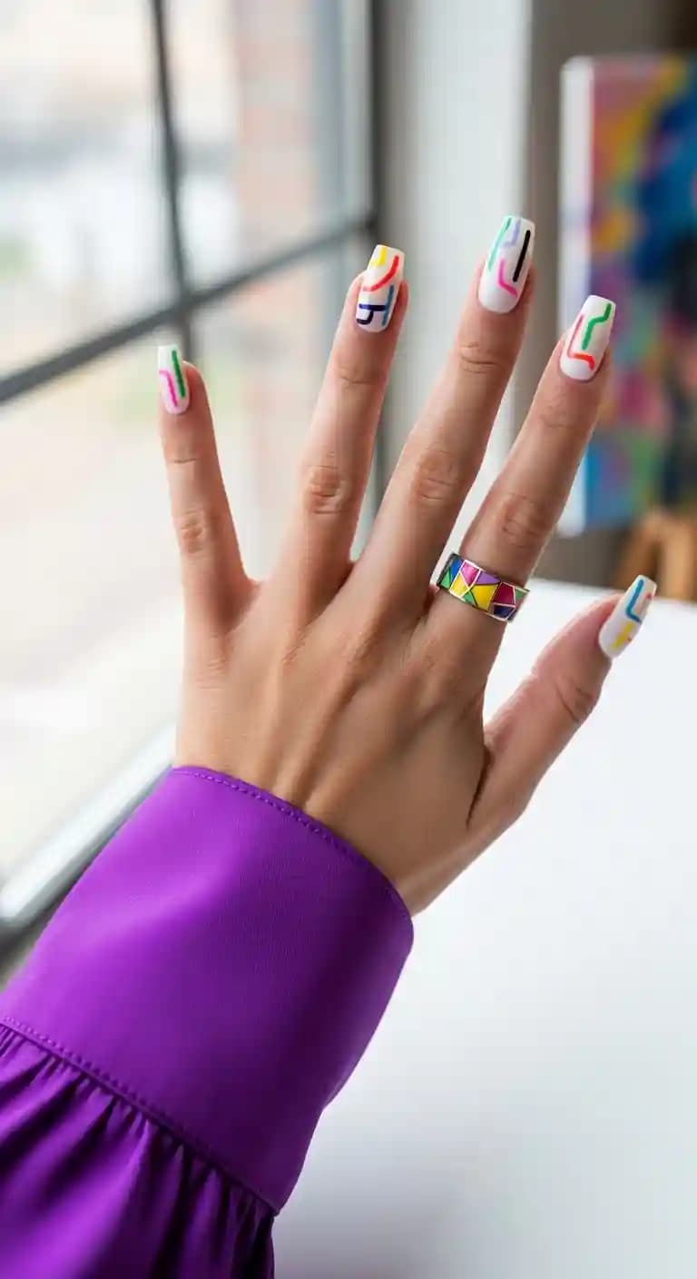 White Modern Art Lines