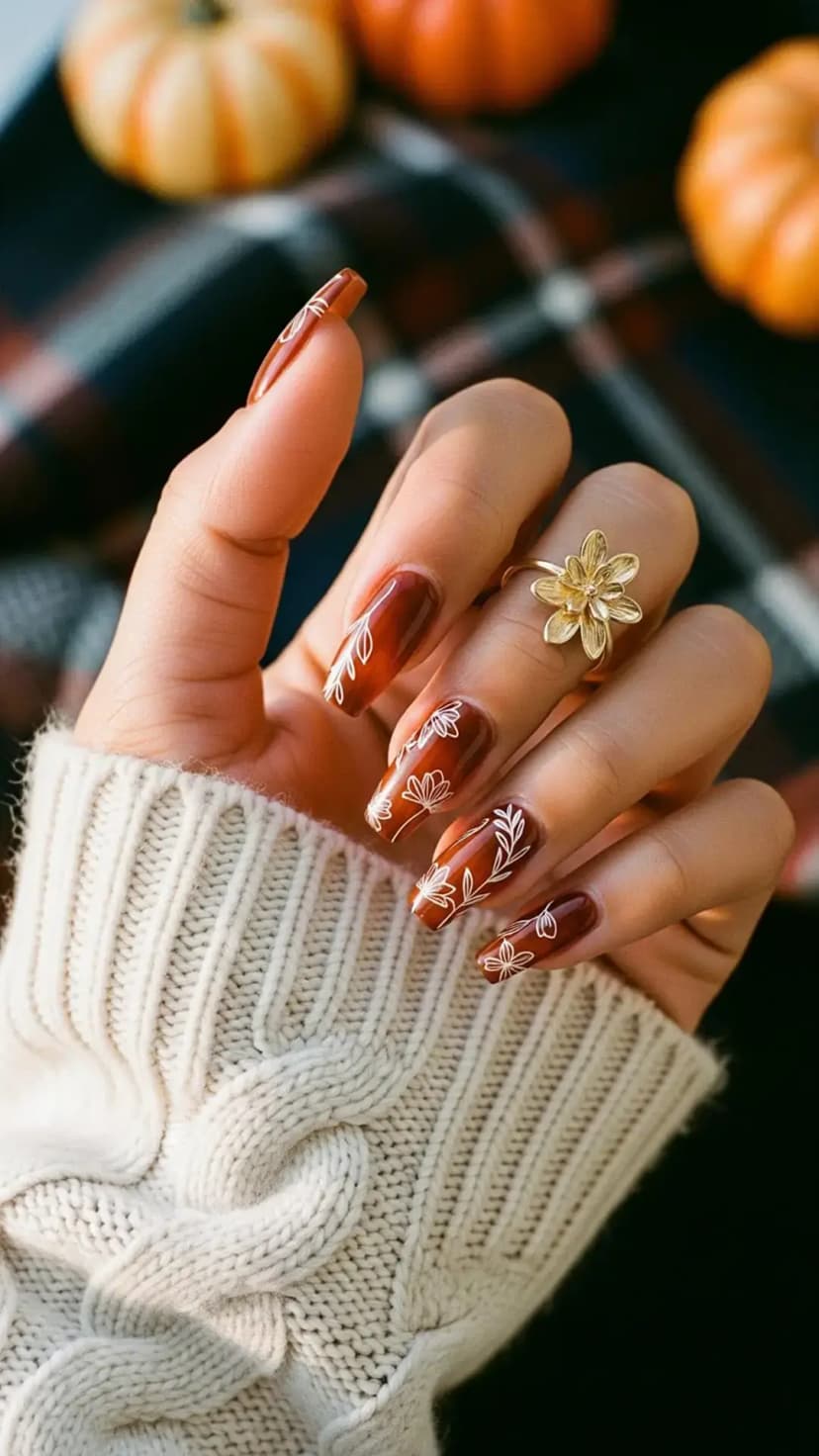 Tortoiseshell Floral Nails