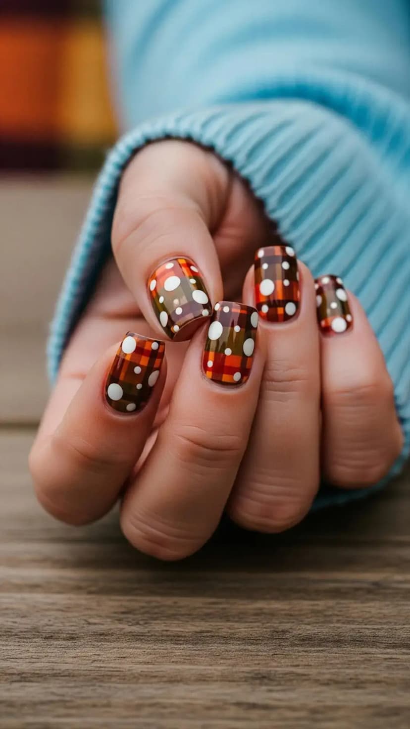 Plaid & Polka Dot Fun Nails