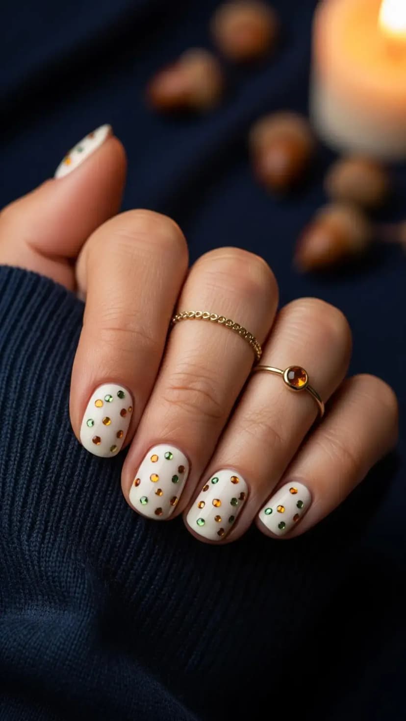 Autumn Gemstone Dot Nails