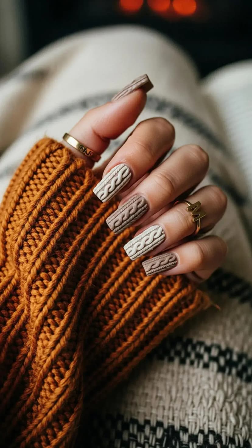 Cozy Knit Sweater Nails