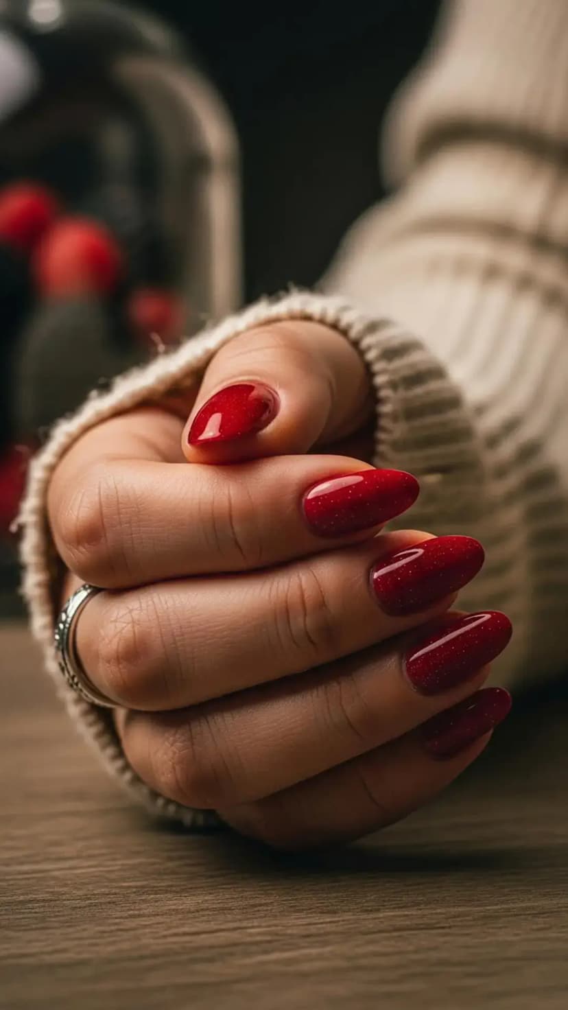 Cranberry Red Glass Nails