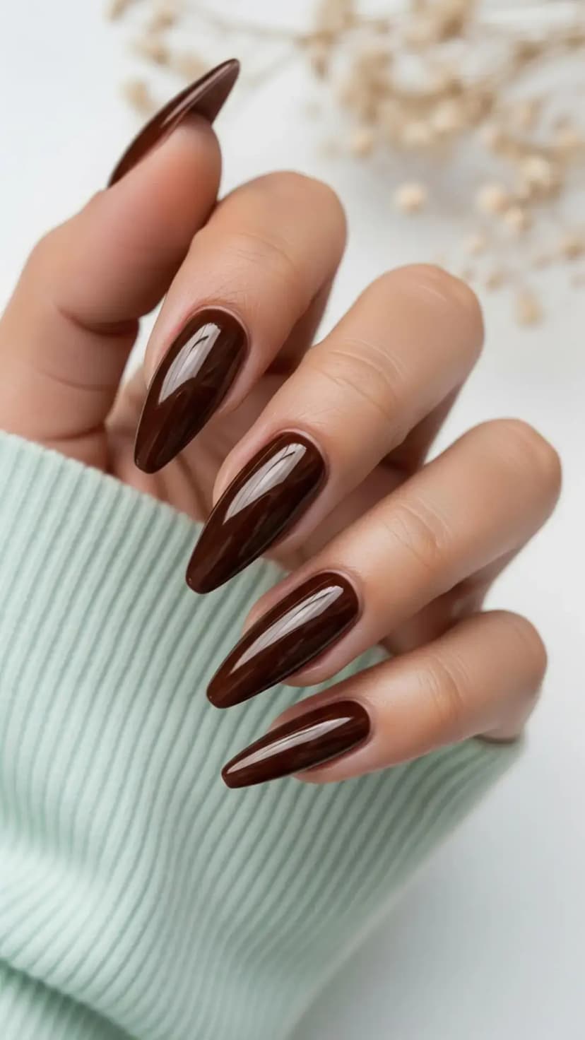 Chocolate Chrome Glam Nails