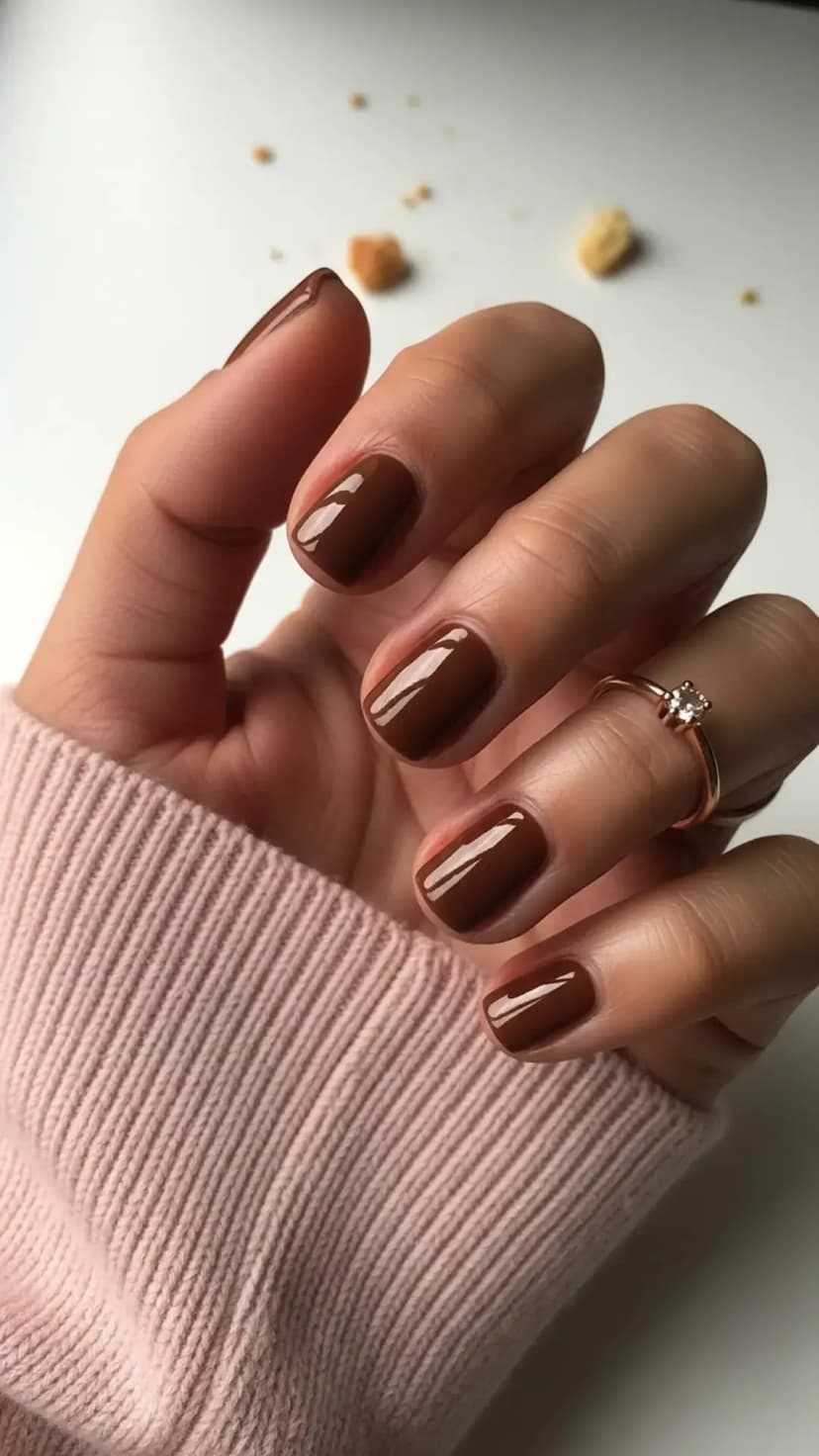 Chocolate Gaze Glossy Nails