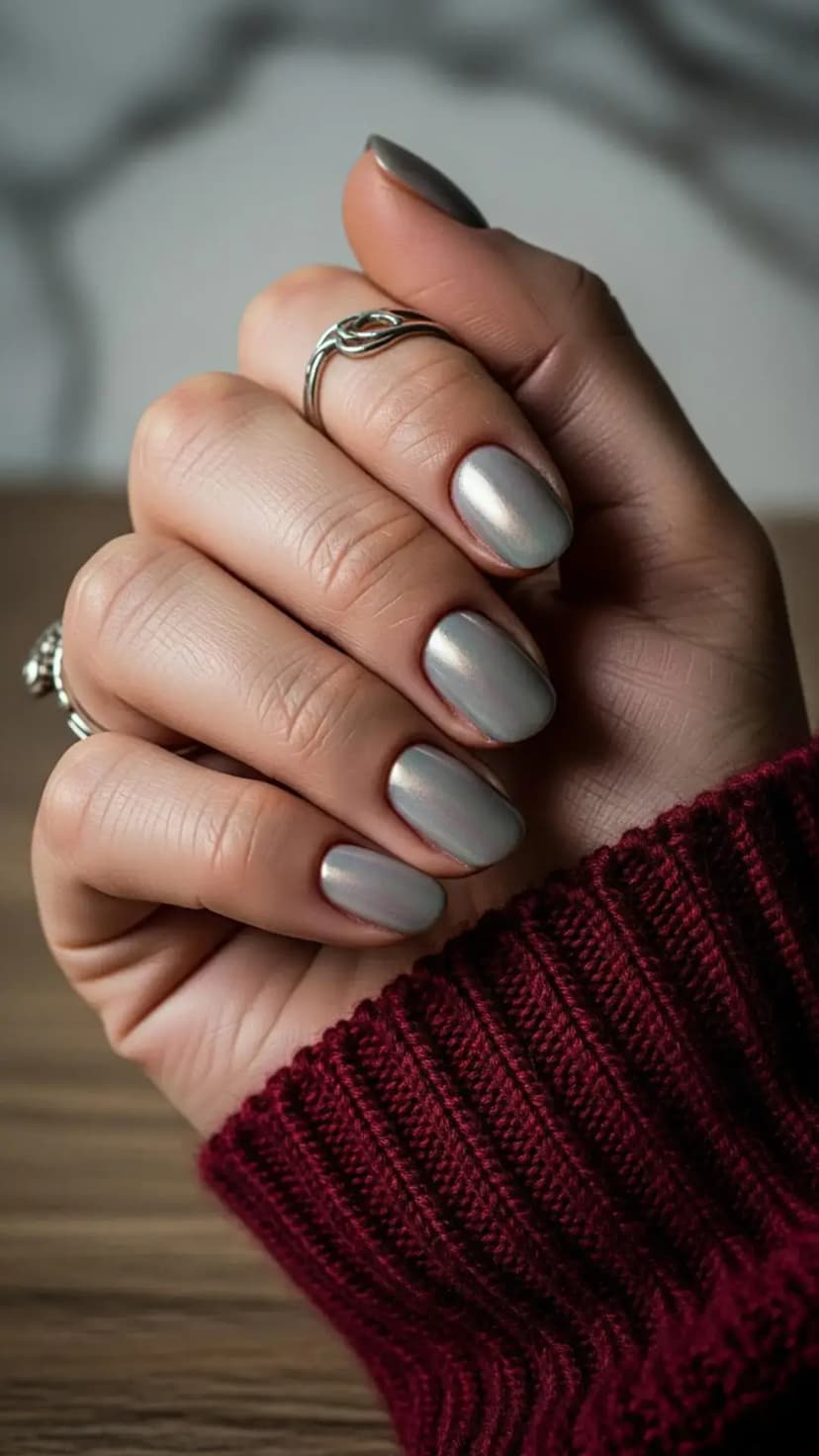 Cozy Pearl Gray Nails
