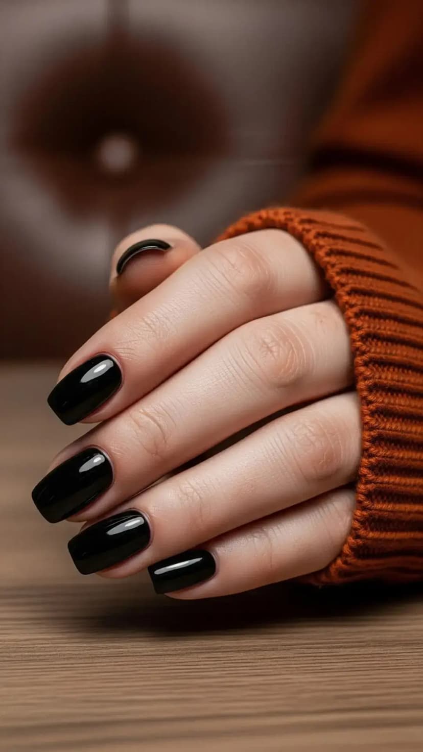 Black Square Bold Nails