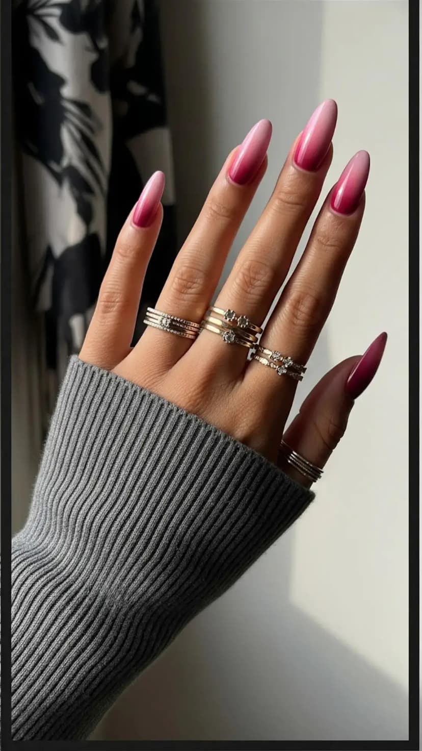 Burgundy Ombre Glam Nails