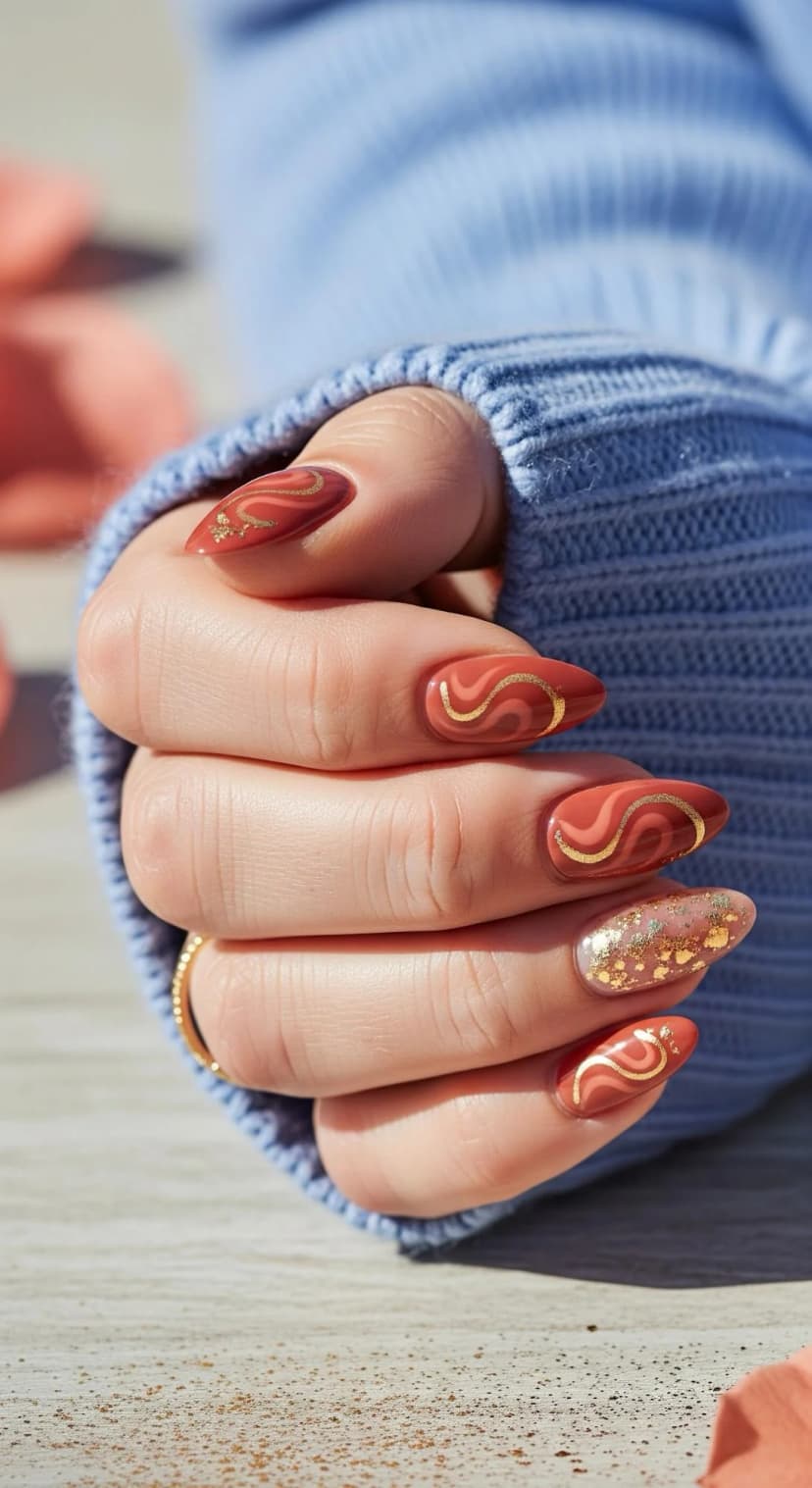 Terracotta Swirl + Gold Foil Accents