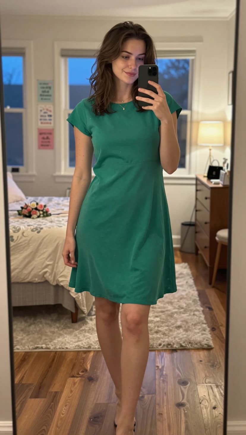 Green Cotton T-Shirt Dress