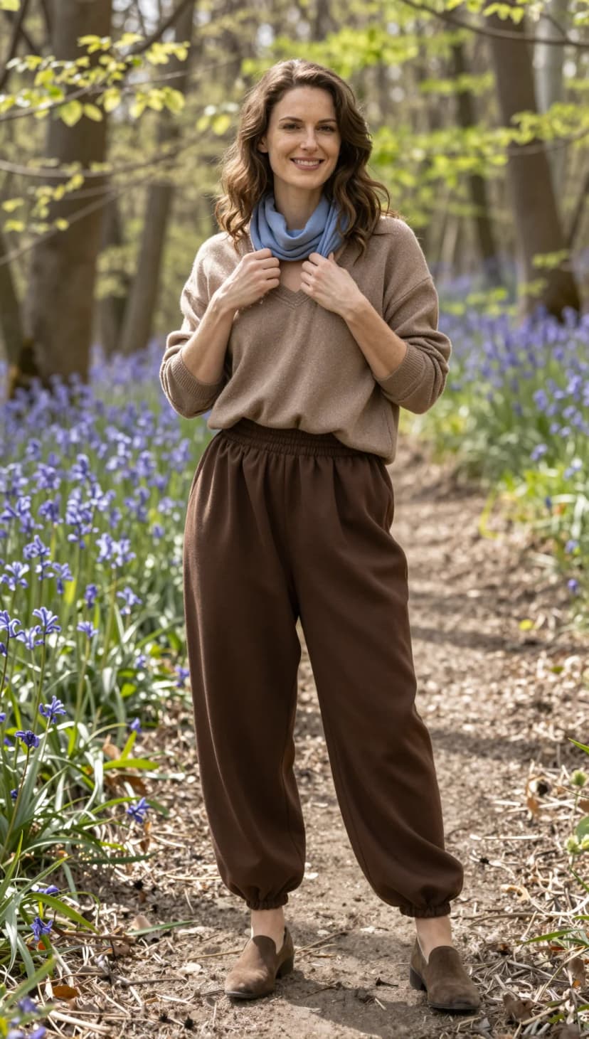 Brown Knit Sweater + Brown Knit Joggers + Brown Knit Scarf