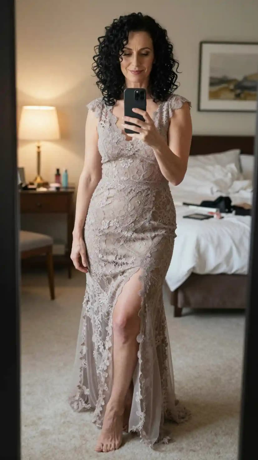Taupe Lace Gown