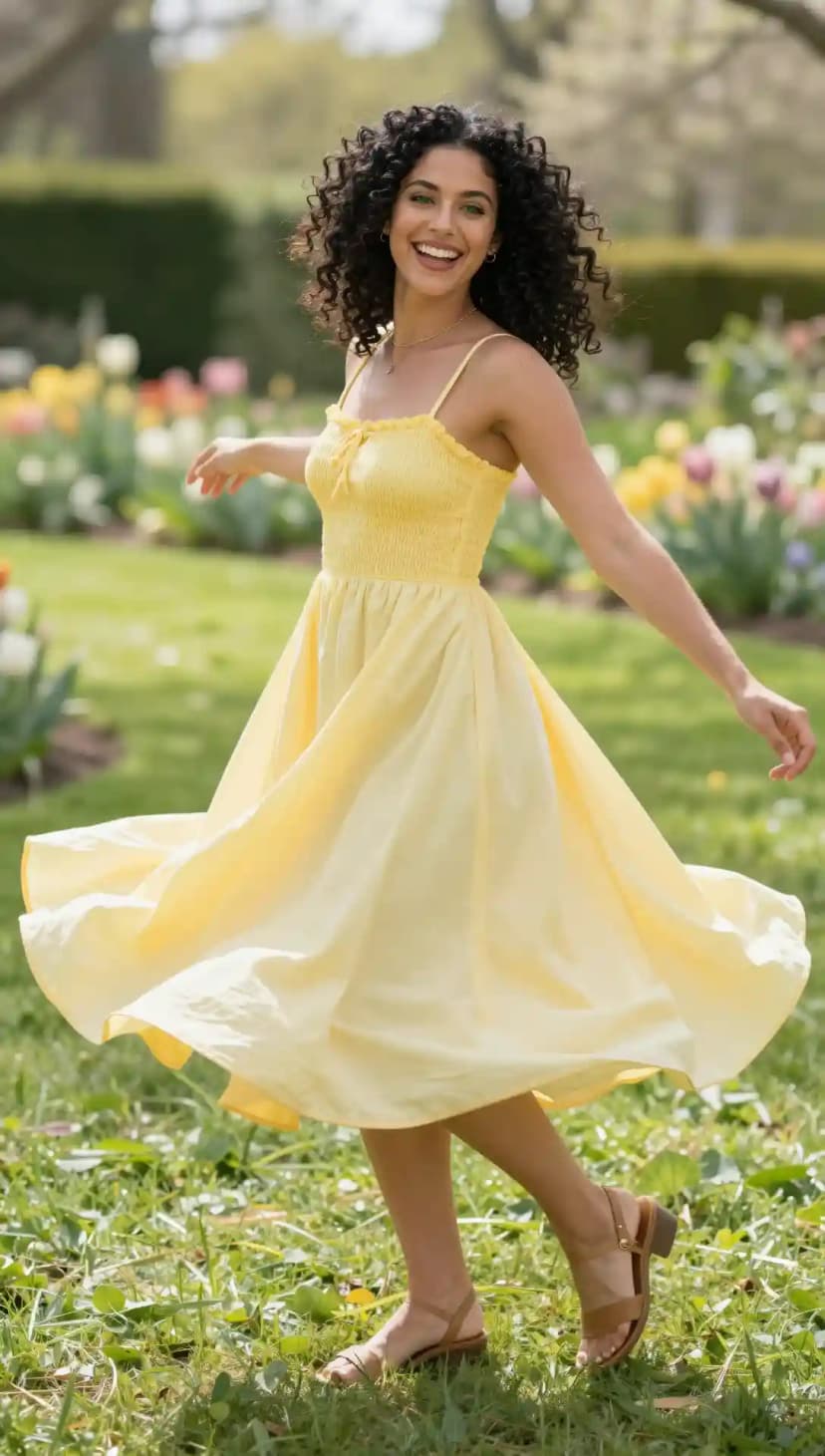 Yellow Smocked Cotton Sundress