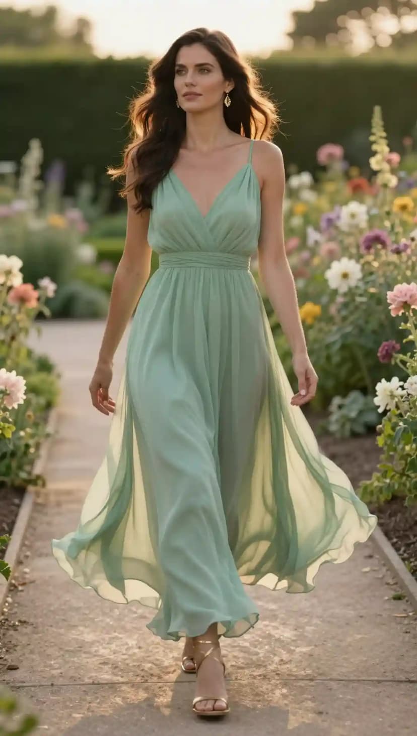 Seafoam Chiffon Maxi Dress