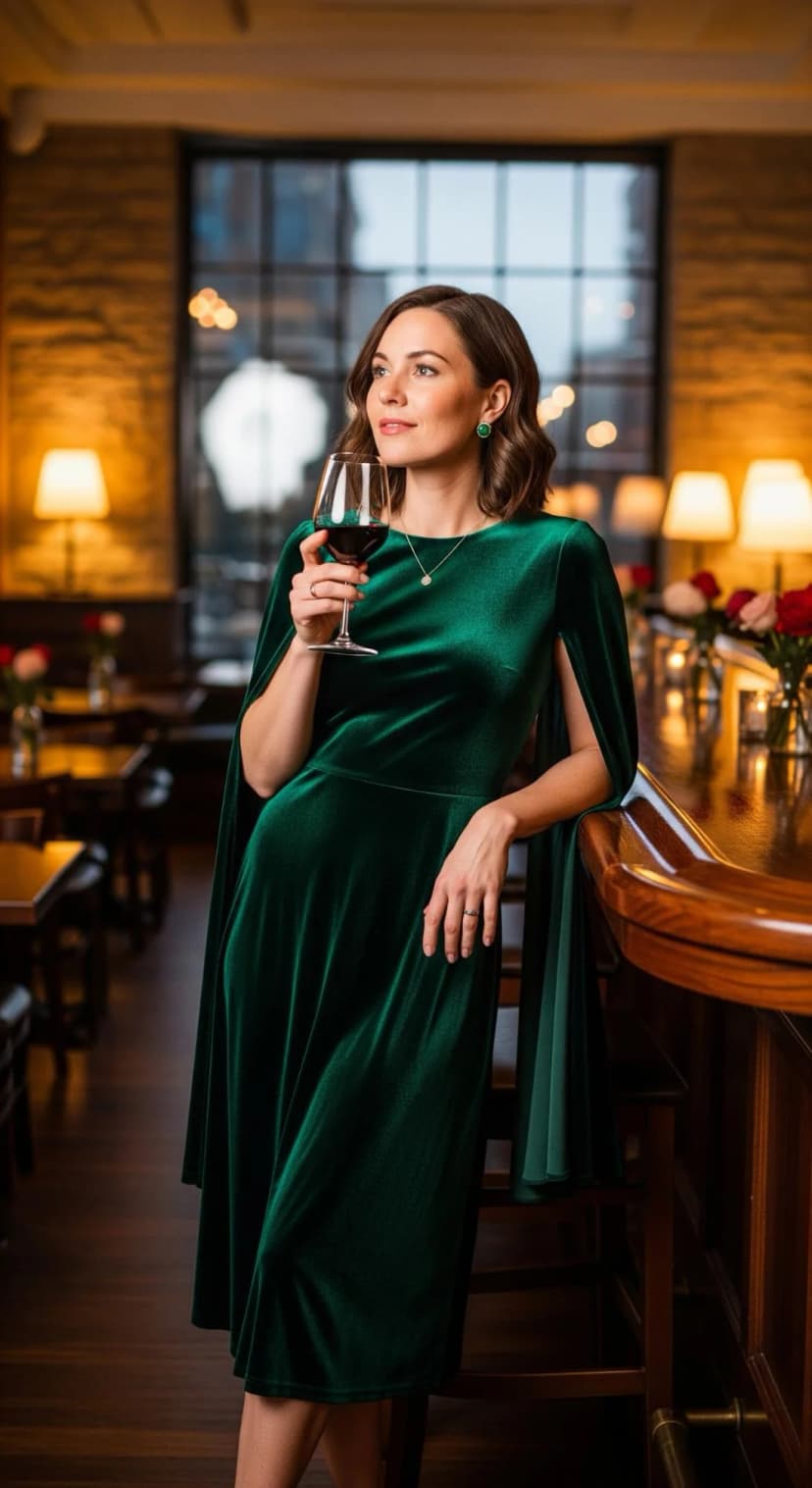 Emerald Velvet Midi Dress