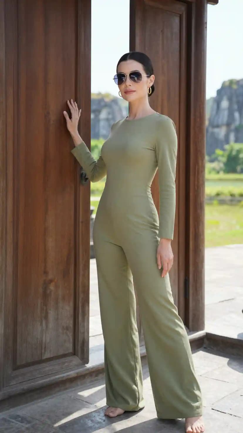 Olive Jersey Jumpsuit