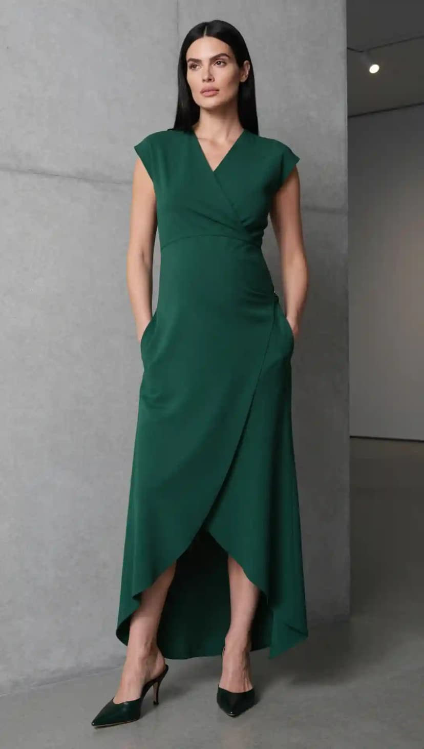 Emerald Crepe Wrap Dress