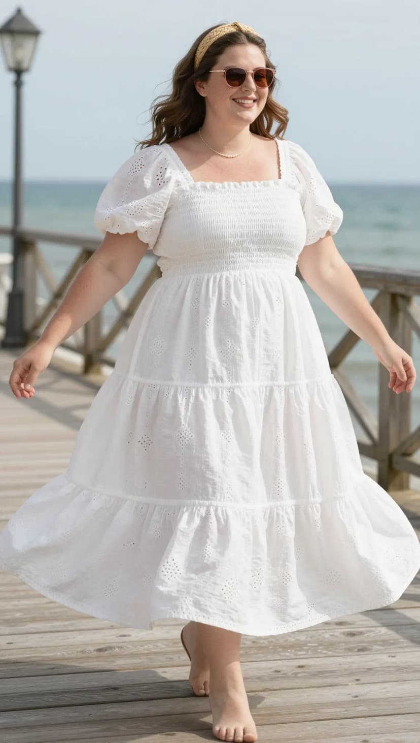 White Eyelet Cotton Maxi Dress