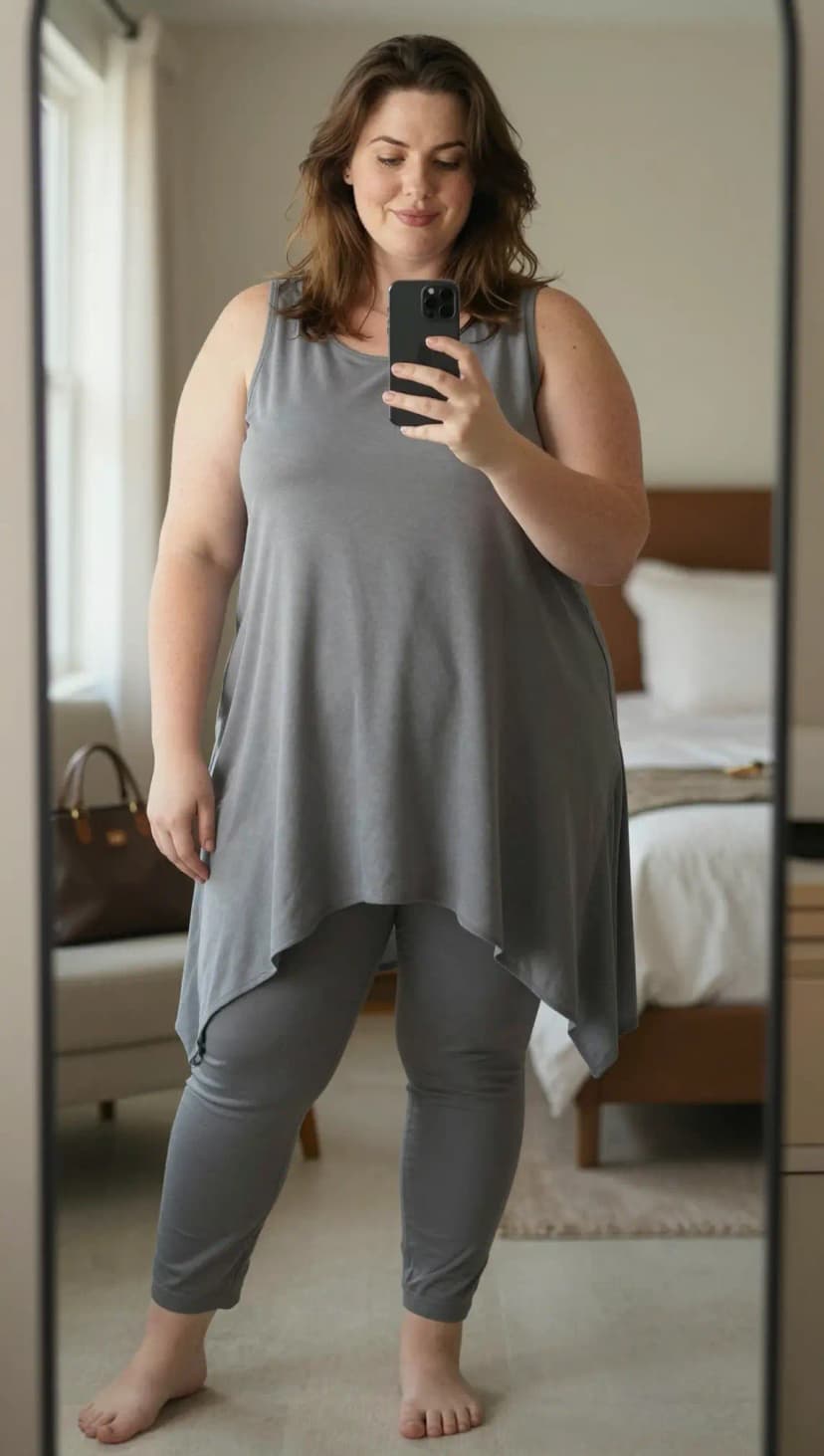 Grey Jersey Asymmetrical Tunic + Grey Jersey Leggings