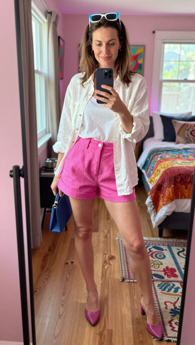 Red Ribbed Turtleneck Top + Black Denim Cutoff Shorts + Black Leather Boots