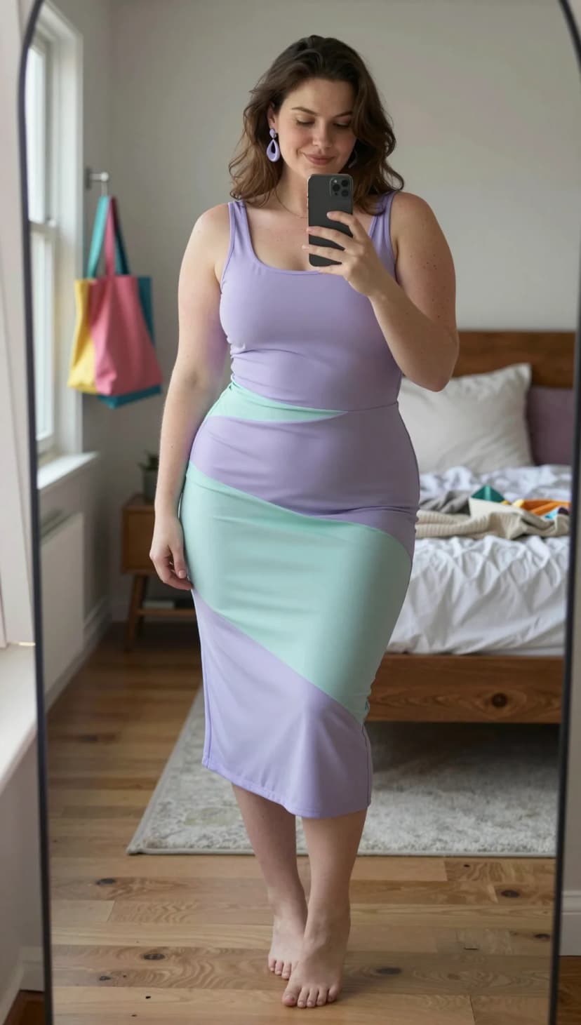 Lilac Scoop Neck Midi Dress + Lavender Teardrop Earrings