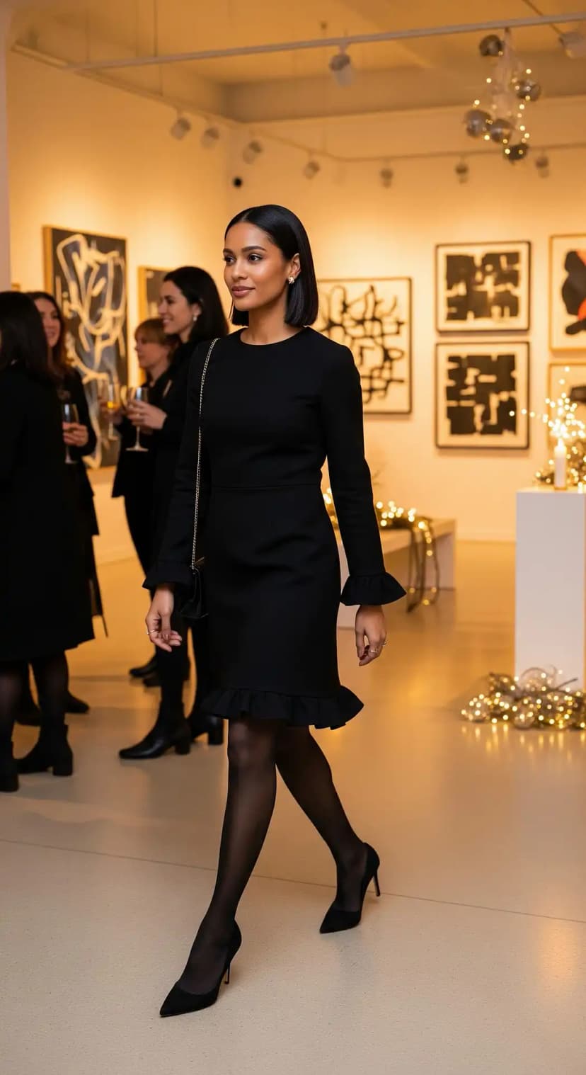 3. Knee-Length Matte Ruffle Dress