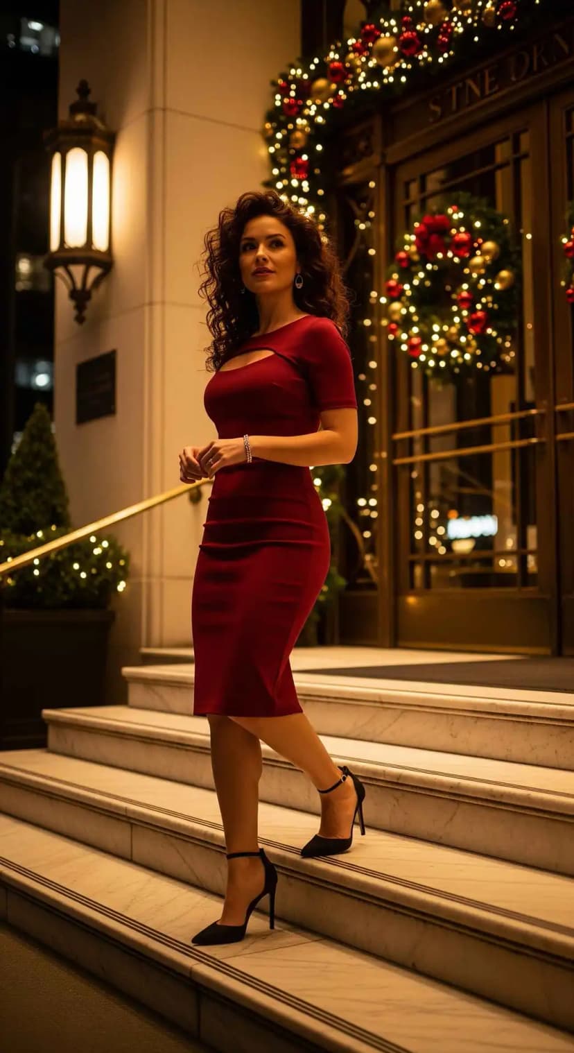 4. Knee-Length Bodycon Dress with Neck Cut-Out