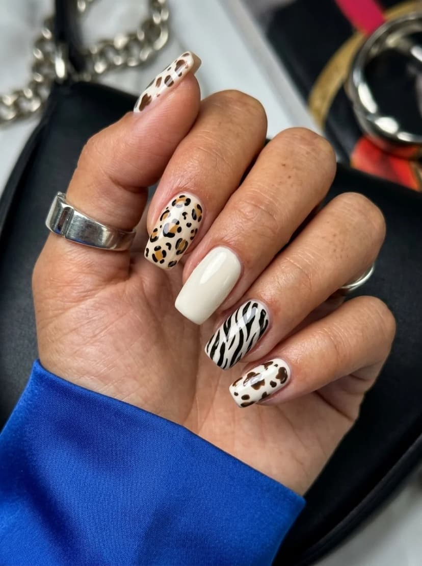 Mixed Animal Print Nails