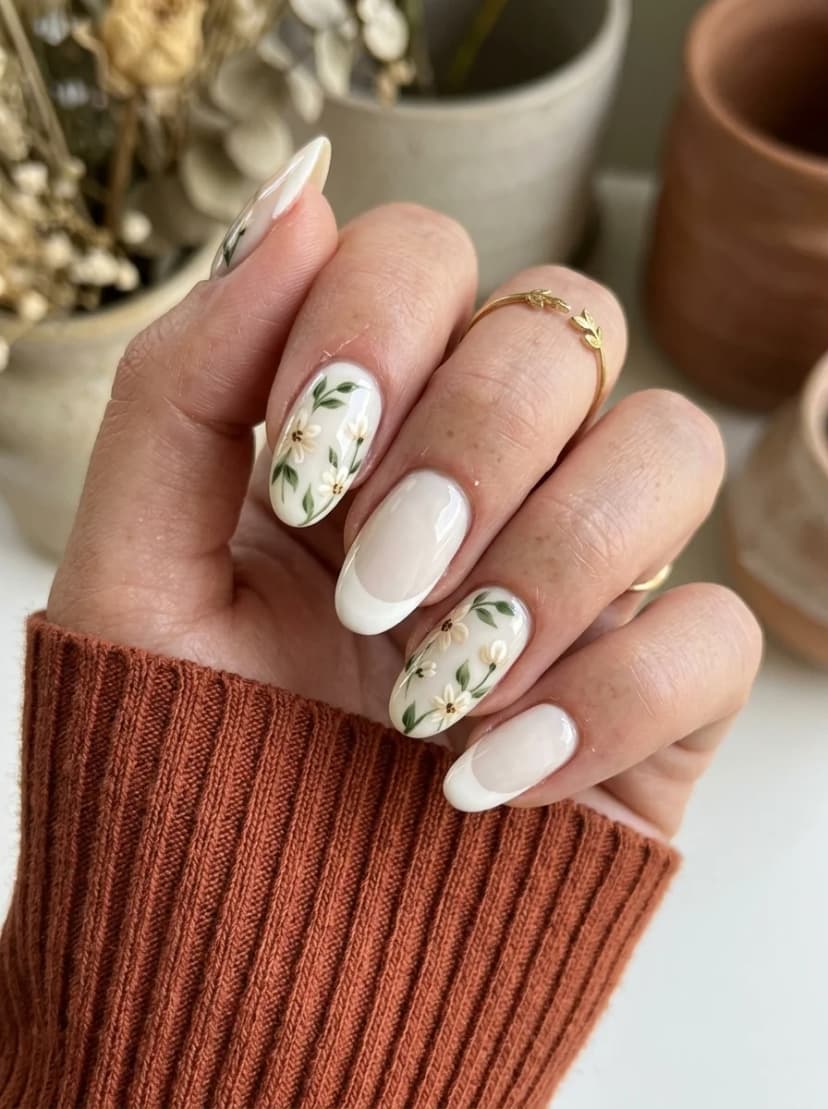 French Tip and Floral Mix