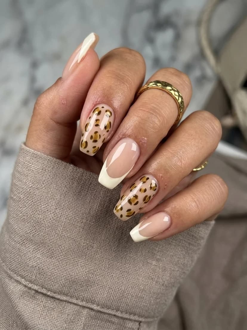 Leopard Print and French Tip Mix