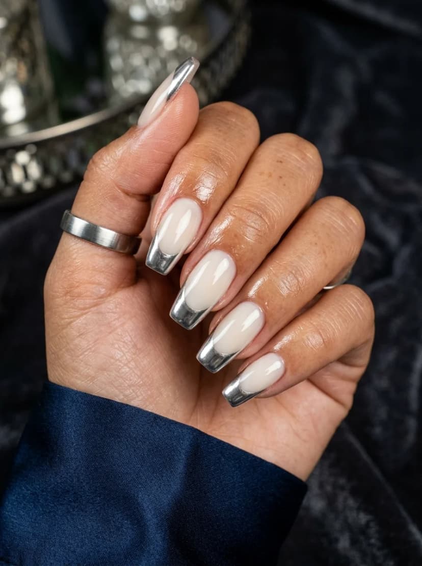 Silver Chrome French Tips