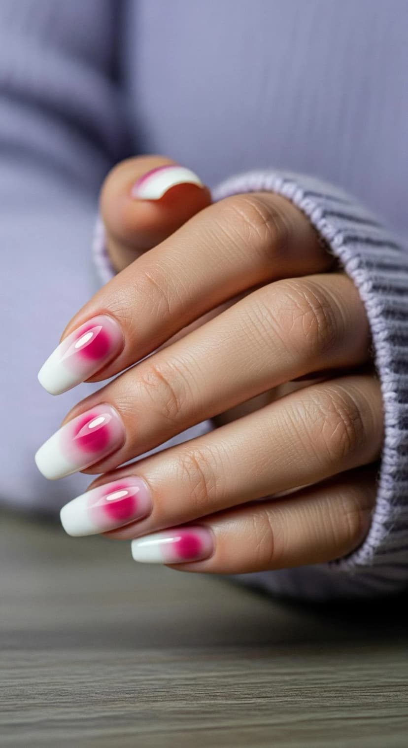 White French Tips with Soft Pink Ombre
